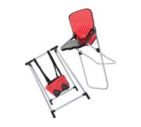 Hohopeti Sillita Alta Roja y Columpio Rojo, Accesorios Realistas y Duraderos para Casas de Muñecas, Compatibles Muñecas Pequeñas, Ideales para Juegos de rol Infantiles