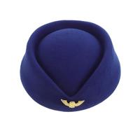 Hohopeti Sombrero Azafata Mujer Beret Azul Poliéster Duradero Accesorio Disfraz para Eventos y Actuaciones