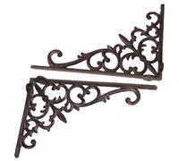 Hohopeti Soportes para Estantes de Pared de Hierro Fundido 2 Piezas, Diseño Floral Decorativo, Soporte de Estantería Flotante Diy, Resistentes Carga Pesada en Hogar