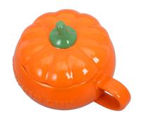 Hohopeti Taza de Cerámica Forma de Calabaza con Tapa Taza Práctica para Halloween Mediana para Café Té y Avena Decoración y Multifuncional