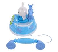 Hohopeti Teléfono de Juguete Retro Vintage, Teléfono Fijo Electrónico Azul Luces Led, Multijuego Interactivo para Desarrollar Habilidades de Comunicación y Juego de Simulación