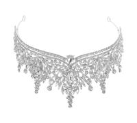 Hohopeti Tiara Barroca para Mujer de Boda, Diadema de Cristal Transparente Gemas de Imitación, Tamaño 1, Ligera y Ajustable para Fiesta Nupcial y Tocado de Novia