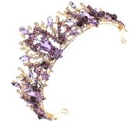 Hohopeti Tiara para Novia Morada Tipo Reina Cristales y Aleación de Zinc, Ligera y Elegante para Bodas y Ocasiones Obsequios