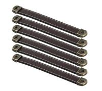 Hohopeti Tiradores de Cuero para Cajones y Armarios, 6 Piezas, Acabado Bronce Antiguo Cuero Marrón Oscuro, 128 Mm de Distancia entre Agujeros, Manijas para Muebles de Cocina y Baño,