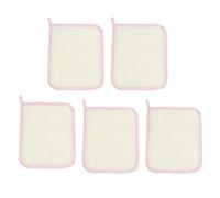 Hohopeti Toallas Exfoliantes de Nailon Doble Capa para Baño y Rostro Paquete de 5 Unidades Rosa Textura Áspera Secado Rápido y Bordes Reforzados para Exfoliación Corporal Eficaz