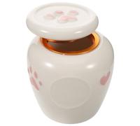 Hohopeti Urna para Mascota de Cerámica Pequeña 600 Ml con Huellas y Corazones, Urna para Cenizas de Perros y Gatos, Caja de Recuerdo Sellada Resistente Humedad, Adecuado para Memoriales