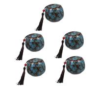 Hohopeti Urnas Conmemorativas para Mascotas Pequeñas 5 Piezas Mini Urnas para Cenizas de Perro y Gato Cerámica Azul Esmaltada Tapa Hermética Recipiente Decorativo para Restos Cremados