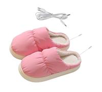 Hohopeti Zapatos Calefactables Eléctricos USB para Invierno Pantuflas de Felpa Rosa Cálidas y Cómodas para Uso Casa Oficina y Dormitorio 1 Par para Pies Fríos