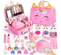 Hohosunlar Juguetes de Maquillaje para Niñas, Set Cosméticos Lavable y No Tóxico, Juegos de Salón Manicura, Kit Pintauñas, Regalo de Princesa Cumpleaños Navidad para Niña 3 4 5 6 7-12 Años
