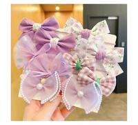 Hohota 10Pcs/Set Big Bow Flower Elastic Hairbands Girls Sweet Hair Ties Fashion Hair Accessories Rubber Band(A2)