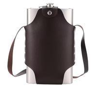 Hohota 64oz Portable Stainless Steel Hip Flask Whiskey Wine Pot Leather Cover Bottle Funnel