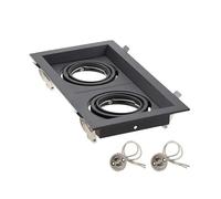 hohota Luz empotrable cuadrada, lámpara de techo negra ajustable, soporte de foco LED GU10 MR16, accesorio halógeno incorporado(Double Head-Black)