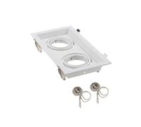 hohota Luz empotrable cuadrada, lámpara de techo negra ajustable, soporte de foco LED GU10 MR16, accesorio halógeno incorporado(Double Head-White)