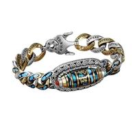 Hohota Pulsera vintage de cuentas Dzi de nueve ojos con mantra de seis caracteres turquesas for hombre, pulsera de buena suerte for meditación y creencias(B 20cm)