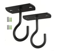 HOHOVYVY 2 ganchos de techo de hierro forjado para plantas colgantes, cestas de flores, lámparas, para ganchos de pared resistentes, resistentes, color negro y blanco, 7 x 6,4 x 3,05 cm (blanco)