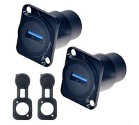 HOHOVYVY 2 unidades USB 3.0 tipo D de montaje en panel hembra a hembra con tapa protectora, conector de montaje de aleación de zinc resistente a la intemperie, transferencia de datos rápida de hasta 5