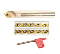HOHOVYVY C20-20-120L 20 MM Fresa de extremo con chaflán reemplazable, ángulo de 45°, longitud 120 mm, incluye 10 plaquitas de carburo APKT1604 para mecanizado CNC