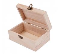 HOHOVYVY Caja de madera con tapa, cuadrada, para guardar con cierre de metal, cofres de madera, caja del tesoro, joyero, 15 x 10,5 x 6,5 cm