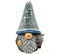 HOHOVYVY Estatua de enano de jardín con energía solar hecha de resina resistente a la intemperie con luz LED encantadora decoración al aire libre para jardín, césped y patio (B)