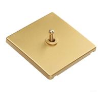 HOHOVYVY Interruptor basculante retro de latón dorado con placa ignífuga de PC y contactos de bronce fosforoso de 86 x 86 mm para instalación en pared en casa o en el hotel loft (1 marcha)