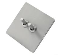 HOHOVYVY Panel de interruptor basculante retro, placa de interruptor de acero inoxidable mate tipo 86 con superficie cepillada y palanca de latón para interruptor basculante retro estilo industrial