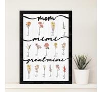 HOHOVYVY Pizarra de madera personalizada Arte de pared con diseño floral y apellidos Regalo de cumpleaños personal para la abuela(M)