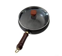 HOHOVYVY Sartén forjada,Sartén de hierro forjado a mano con vientre grande Sartén de hierro fundido sin recubrimiento para freír (28cm pot+L glass lid)