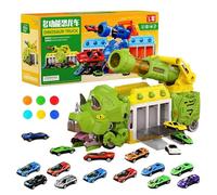 HohuzSruk Camión de de dinosaurio - Camión plegable con compartimento de almacenamiento - Coches de con 6 bolas - Para niños de entre 3 y 8 años para juegos de suelo en interiores y