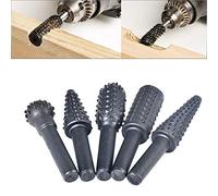 HOHXEN Conjunto de Burr Giratorio de Carpintería - 5 Piezas, Taladro Giratorio de Mango Redondo de 1/4 "6,35mm Conjunto de Lima Giratoria, Para Carpintería De Bricolaje, Talla, Perforación, Pulido