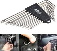 HOHXEN Conjunto de Llaves Allen - 9 Piezas, Conjunto de Llaves Hexagonales de Torsión en Forma de Estrella para Reparación de Motocicletas de Bicicletas, Brazo Largo Métrico con Codificación Visible