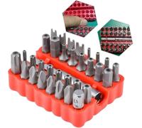 HOHXEN Juego De Puntas De Destornillador - 33 Piezas, Tornillo De Seguridad A Prueba De ManipulacióN Cabeza De Taladro Hexagonal Con Soporte De Taladro De ExtensióN MagnéTica - Caja Roja