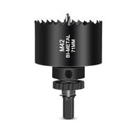 HOHXEN Sierra De Agujero de Acero de Alta Velocidad de 71mm, taladro de Agujero de Madera BimetáLica de Alta Velocidad M42, Para Tablero de Fibra, Madera, PláStico, Pared Seca, Metal Delgado - Negro