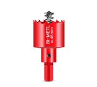 HOHXEN Sierra de Corona Bimetálica de 45mm, M42 HSS Sierra de Orificio con Punta de Posicionamiento para Cortar Acero Blando, Acero Inoxidable, Hierro Fundido, Latón, Aluminio, Madera, Tubos de PVC