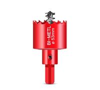 HOHXEN Sierra de Corona Bimetálica de 53mm, M42 HSS Sierra de Orificio con Punta de Posicionamiento para Cortar Acero Blando, Acero Inoxidable, Hierro Fundido, Latón, Aluminio, Madera, Tubos de PVC