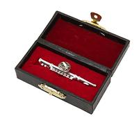 HOHXFYP Broche de Flauta en Miniatura, Broche de Solapa de Moda de Instrumento Musical de Plata Vintage con Caja de Almacenamiento, Decoración de Modelo de Flauta en Miniatura