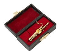 HOHXFYP Fagot Miniatura, Mini Broche de Solapa de Réplica de Fagot de Metal con Estuche de Instrumentos Forrado de Terciopelo Rojo, Modelo de Instrumento Musical para Regalo Musical