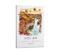 Hoi An - Lienzo decorativo para pared, diseño de viaje en acuarela de Vietnam, para sala de estar, dormitorio, baño, oficina, decoración del hogar, 40 x 60 cm