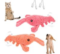 HOIDOKLY 2024 Nuevo Juguete Interactivo para Perros Floppy Lobster, Langosta Lavable con Simulación Eléctrica, Juguete para Perros Wiggly, para Perros y Gatos Pequeños (Rosa+Naranja)
