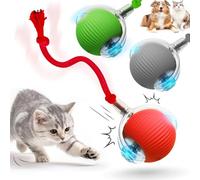 HOIDOKLY 2025 Nueva Bola Interactiva de Rollball Interactivo, Recargable, Activo, Gato, Perro, Mascota, Juguete interior, Materiales duraderos y seguros (Verde+Rojo+Gris)