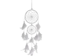 HOIER Atrapasueños hecho a mano, atrapasueños hecho a mano con plumas, decoración bohemia para dormitorio, boda, colgante de pared, adorno para niñas, regalo para niños, color blanco