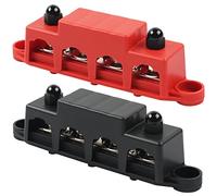 HOIIME Bloque de distribución de 12 V-48 V CC, 250 A, con 4 pernos de terminales M8, módulo de alto rendimiento, bloque de distribución de corriente, corriente a tierra para coche, negro, 2 unidades)