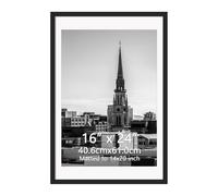 Hoikwo Portarretratos negro de 16 x 24 pulgadas con cubierta de plástico, para colgar en la pared