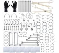 HOINCO 124Pcs Body Piercing Kit,with 12G 14G 16G 18G 20G Stainless Steel Piercing Needles and Acrylic Jewelry,for Eyebrow Nose Belly Button Tongue Body all Body Piercing Tools Kit