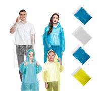 hoinya 4 ponchos de lluvia desechables, impermeables para adultos y niños, impermeables de emergencia, transparentes, ligeros, con capucha y cordón para festivales, camping, senderismo, Poncho A-Rain,