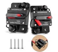 HOISGEAR 2 Piezas 150A Disyuntor de circuito de coche, Disyuntor Impermeable DC 12-48V Interruptor de Portafusibles de Reinicio Manual AutomáTico para Coche, Barco, Motocicleta