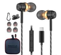 HOISTAC Cuffie USB C, Cuffie Type C con Microfono Hi-Fi Stereo Auricolari USB C con Filo Auricolari Type C In Ear per OnePlus 10 9 Google Pixel 7 6 (Oro Nero)
