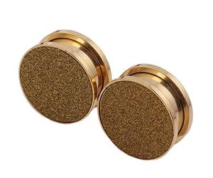 Hoisy 2 PCS Dilataciones Tuneles, Tunel Dilatador Oreja 16mm, Redondo con Mate, Acero Inoxidable, Piercing Oreja de Hombre Oro