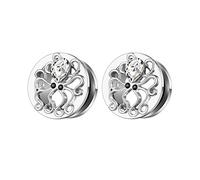 Hoisy 2 PCS Dilatador Tunel, 12mm Kit Dilataciones Orejas Tunel, Pulpo con Circonita, Acero Inoxidable, Piercing para Oreja Hombre Plata