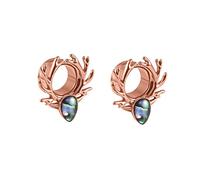 Hoisy 2 PCS Juego de Expansores, 12mm Expansor de Oreja, Asta de Ciervo con Gota de Agua, Acero Inoxidable, Piercings Oreja Hombre Oro Rosa Multicolor