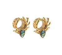 Hoisy 2 PCS Juego de Expansores de Oreja, 16mm Dilataciones Kit, Asta de Ciervo con Gota de Agua, Acero Inoxidable, Piercing para Oreja Hombre Oro Multicolor